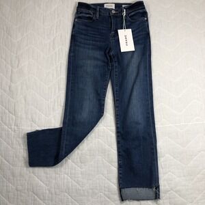Frame Jeans Women's 25 Denim Blue Jane Ankle Le High Straight Leg Raw Hem NWT